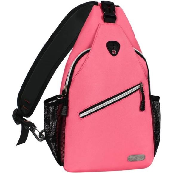 Pink Sling Backpack, Multipurpose Crossbody Shoulder Bag Travel Hiking Daypack main image 6